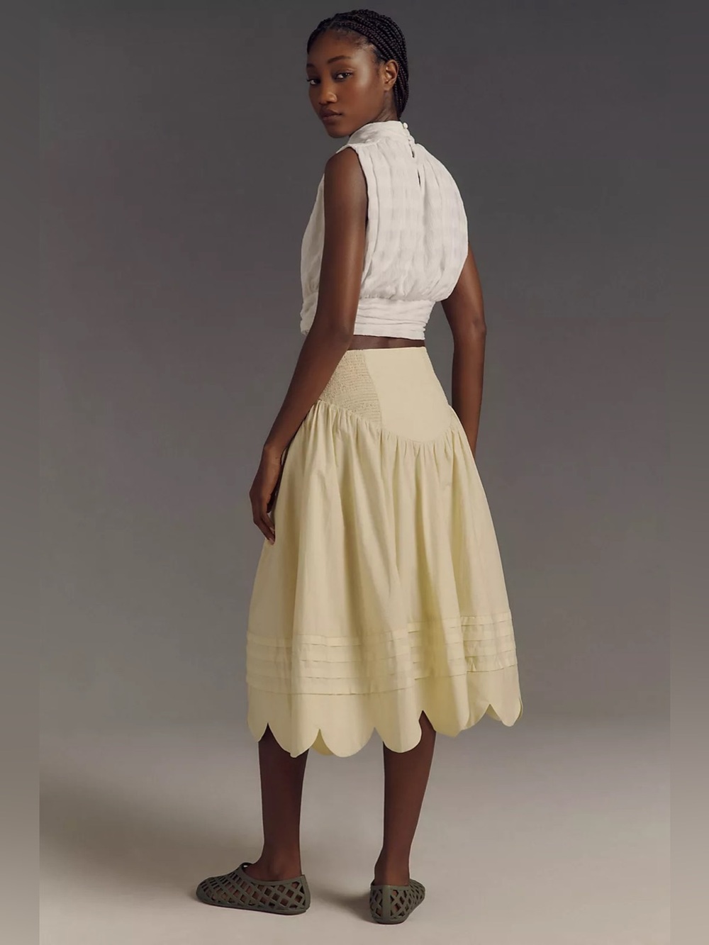 Anthropologie Maeve 50's Full Scallop Hem Skirt - Picture 2 of 3